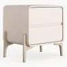 Mesita de noche scandi moderna forrada en polipiel con 2 cajones y patas de madera natural - Bennis image 9