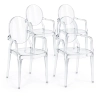 Pack de 4 Sillas de comedor Transparente - Diseño con Reposabrazos - Louis XIV image 9