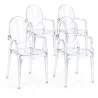 Pack de 4 Sillas de comedor Transparente - Diseño con Reposabrazos - Louis XIV image 9