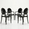 Pack de 4 Sillas de comedor Transparente - Diseño con Reposabrazos - Louis XIV image 9