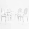 Pack de 4 Sillas de comedor Transparente - Diseño con Reposabrazos - Louis XIV image 9