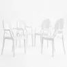 Pack de 4 Sillas de comedor Transparente - Diseño con Reposabrazos - Louis XIV image 9