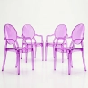 Pack de 4 Sillas de comedor Transparente - Diseño con Reposabrazos - Louis XIV image 9