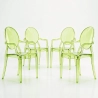 Pack de 4 Sillas de comedor Transparente - Diseño con Reposabrazos - Louis XIV image 9