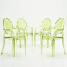 Pack de 4 Sillas de comedor Transparente - Diseño con Reposabrazos - Louis XIV image 9