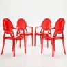 Pack de 4 Sillas de comedor Transparente - Diseño con Reposabrazos - Louis XIV image 9