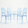 Pack de 4 Sillas de comedor Transparente - Diseño con Reposabrazos - Louis XIV image 9