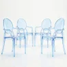 Pack de 4 Sillas de comedor Transparente - Diseño con Reposabrazos - Louis XIV image 9