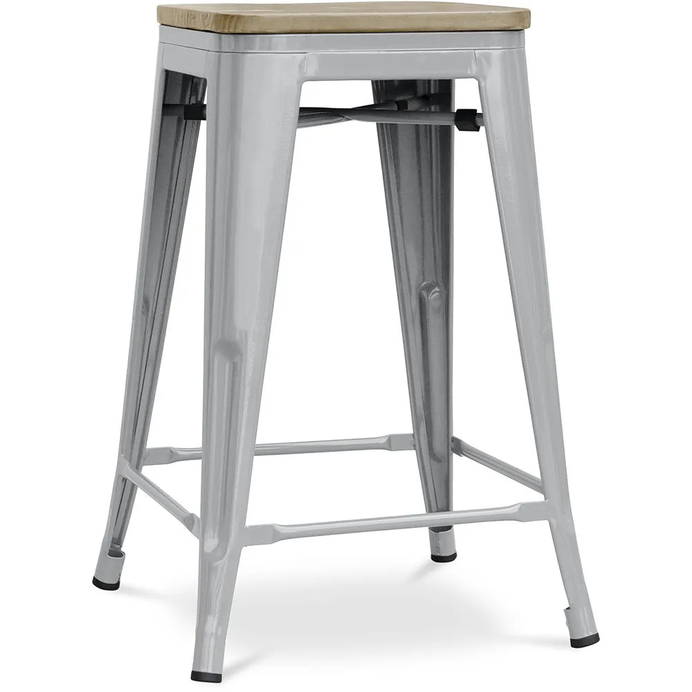 Taburete de Bar Diseño Industrial - Madera y Acero - 61cm - Stylix  image 8