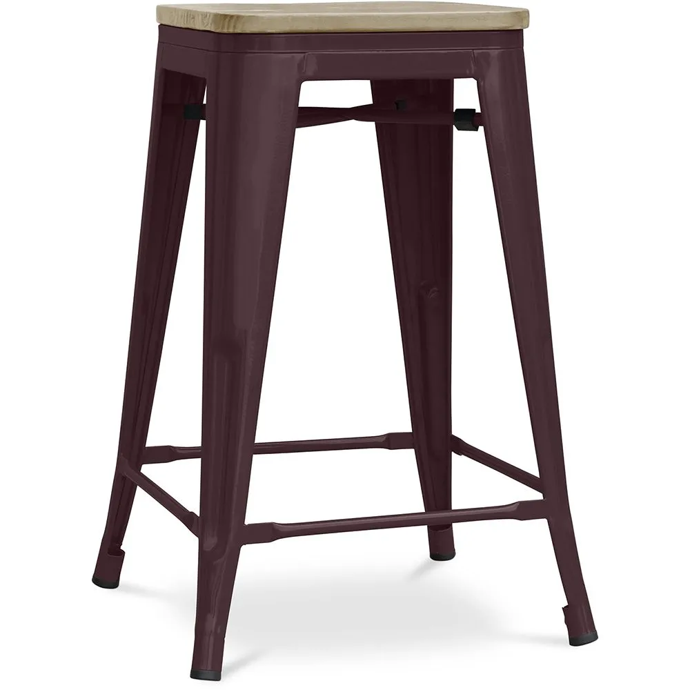 Taburete de Bar Diseño Industrial - Madera y Acero - 61cm - Stylix  image 8