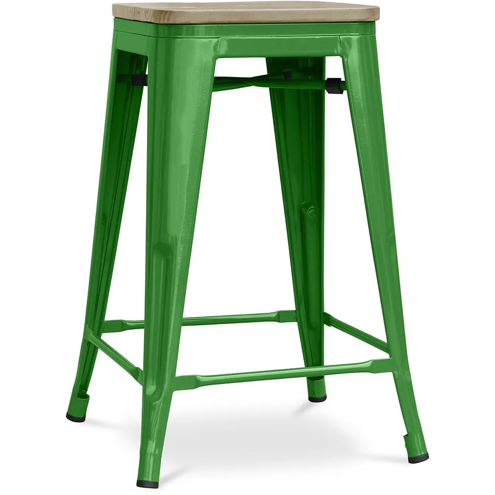 Taburete de Bar Diseño Industrial - Madera y Acero - 61cm - Stylix  image 8
