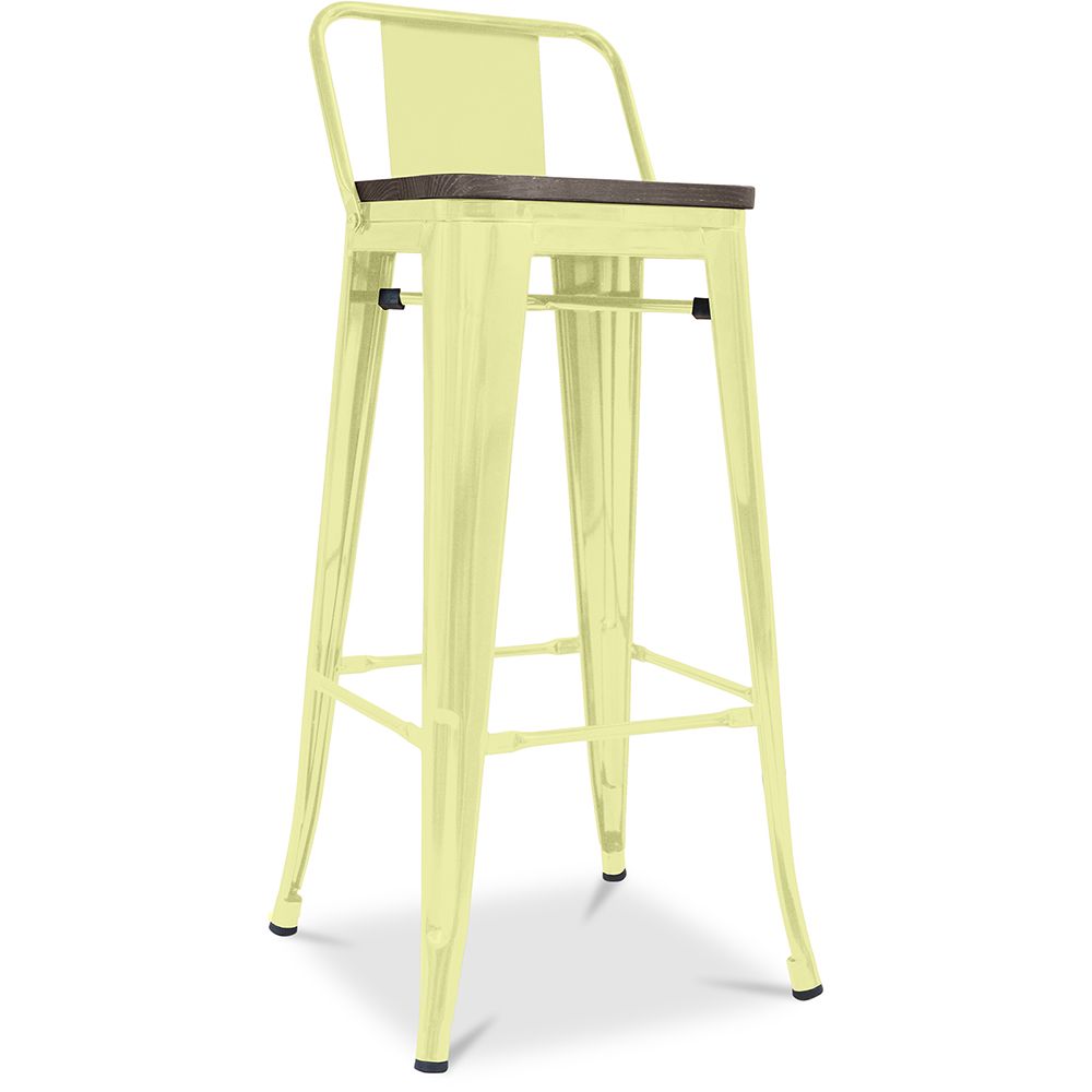Taburete de Bar con Respaldo Diseño Industrial - Madera y Acero - 76 cm -  Stylix image 8