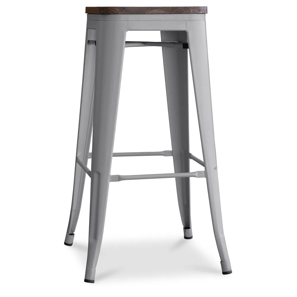 Taburete de Bar Diseño Industrial - Madera y Acero - 76cm - Stylix image 8