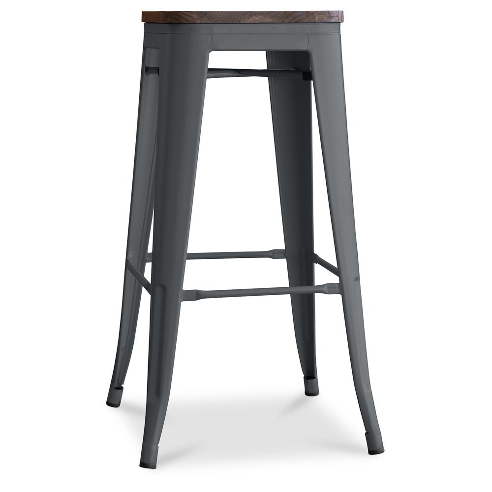 Taburete de Bar Diseño Industrial - Madera y Acero - 76cm - Stylix image 8