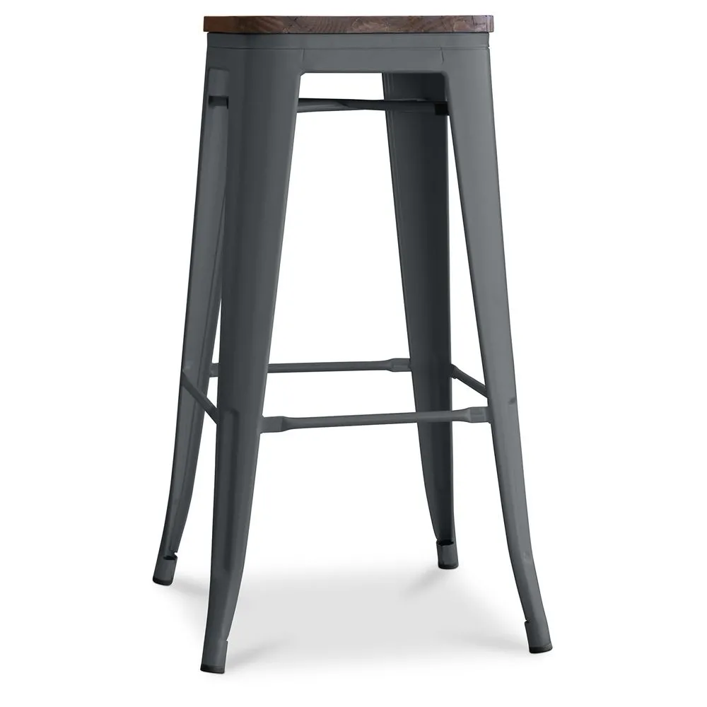 Taburete de Bar Diseño Industrial - Madera y Acero - 76cm - Stylix image 8