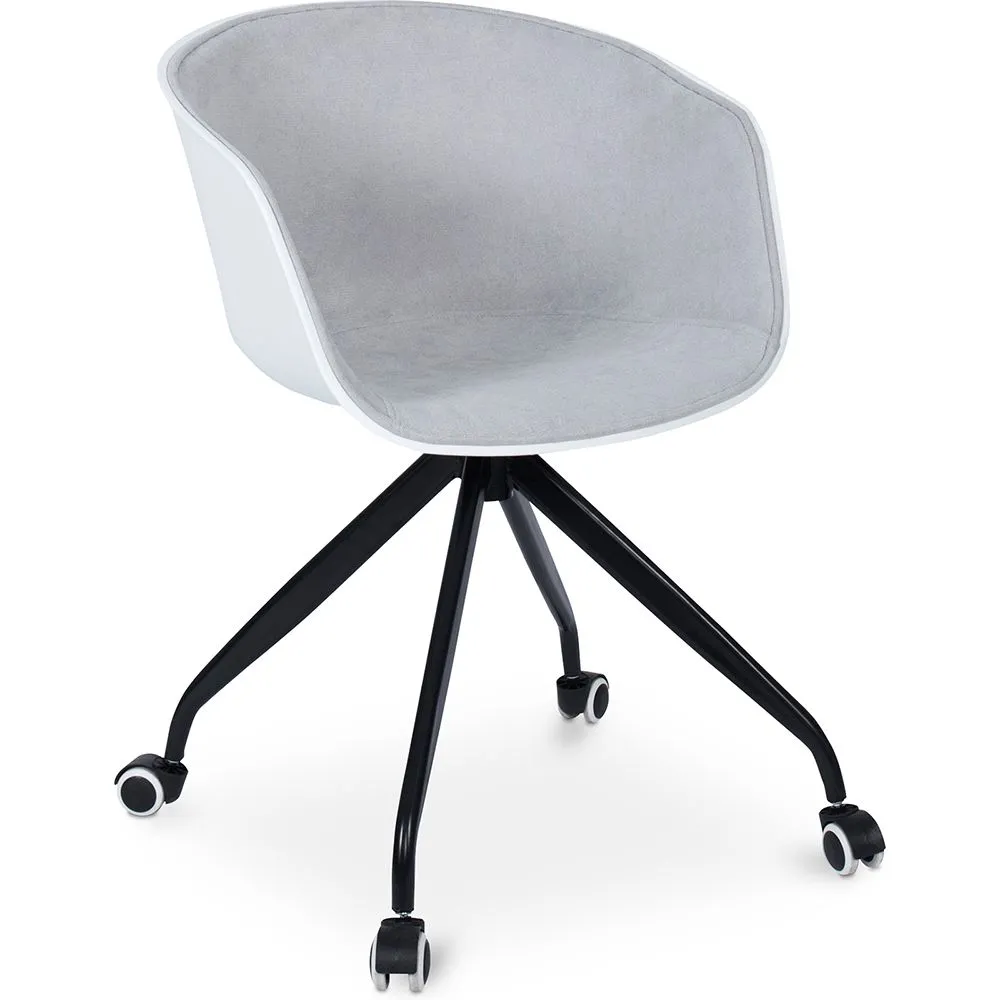 Silla de Oficina con Reposabrazos - Silla de Escritorio con Ruedas - Blanco y Negro - Jodie  image 8