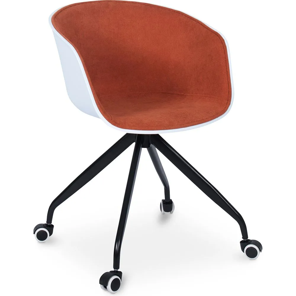 Silla de Oficina con Reposabrazos - Silla de Escritorio con Ruedas - Blanco y Negro - Jodie  image 8