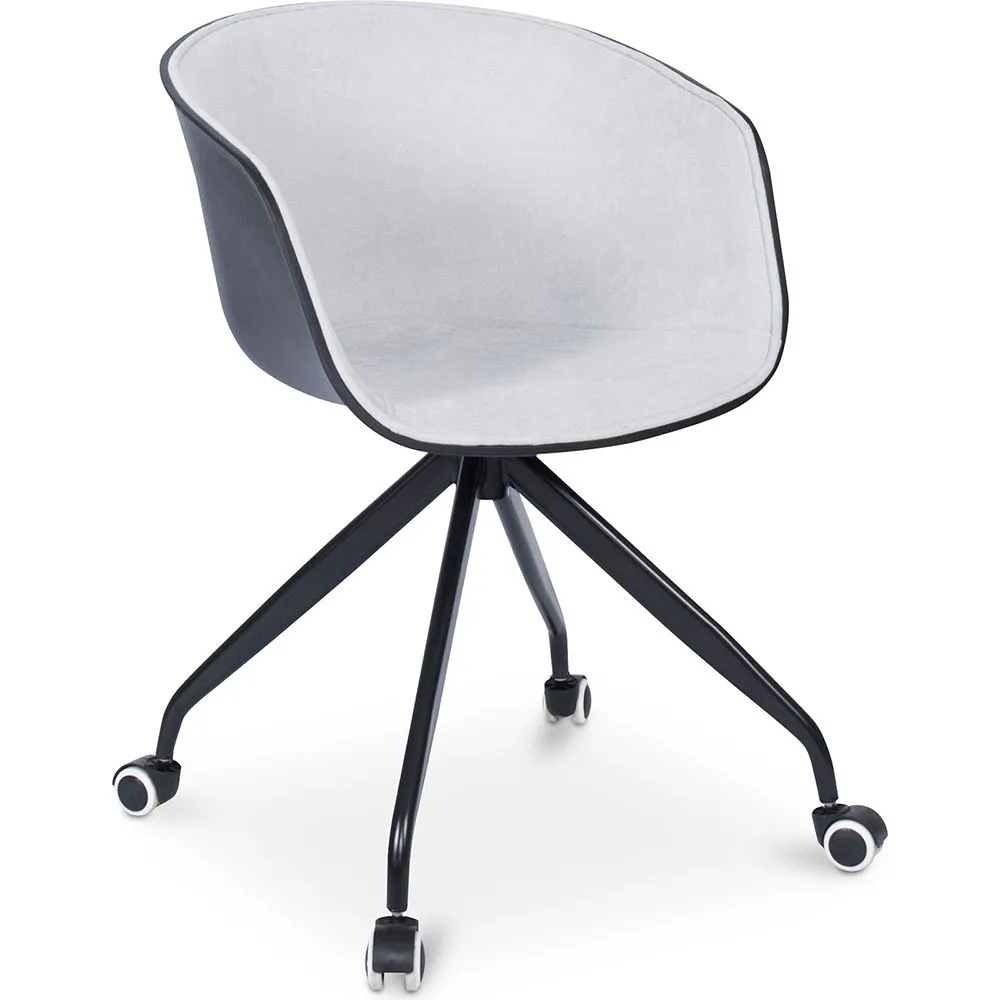 Silla de Oficina con Reposabrazos - Silla de Escritorio con Ruedas - Blanco y Negro - Jodie  image 8