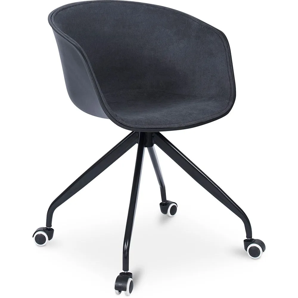 Silla de Oficina con Reposabrazos - Silla de Escritorio con Ruedas - Blanco y Negro - Jodie  image 8