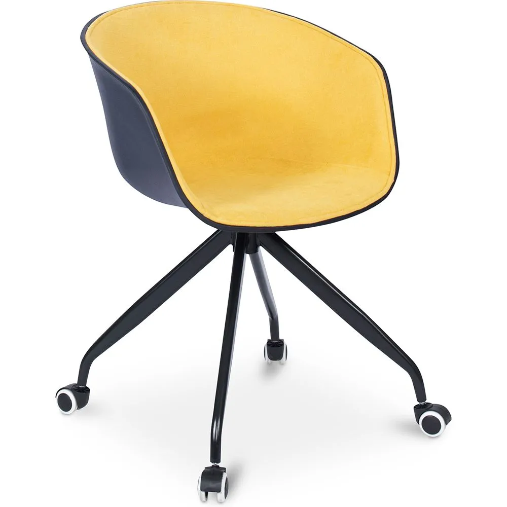 Silla de Oficina con Reposabrazos - Silla de Escritorio con Ruedas - Blanco y Negro - Jodie  image 8