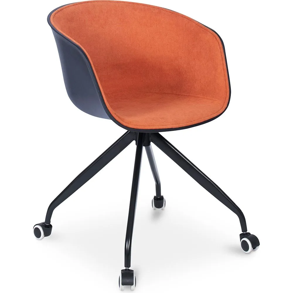 Silla de Oficina con Reposabrazos - Silla de Escritorio con Ruedas - Blanco y Negro - Jodie  image 8