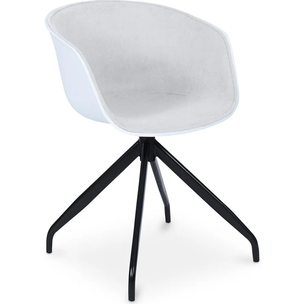 Silla de Oficina con Reposabrazos Tapizada - Silla de Escritorio - Blanco y Negro - Jodie  image 8