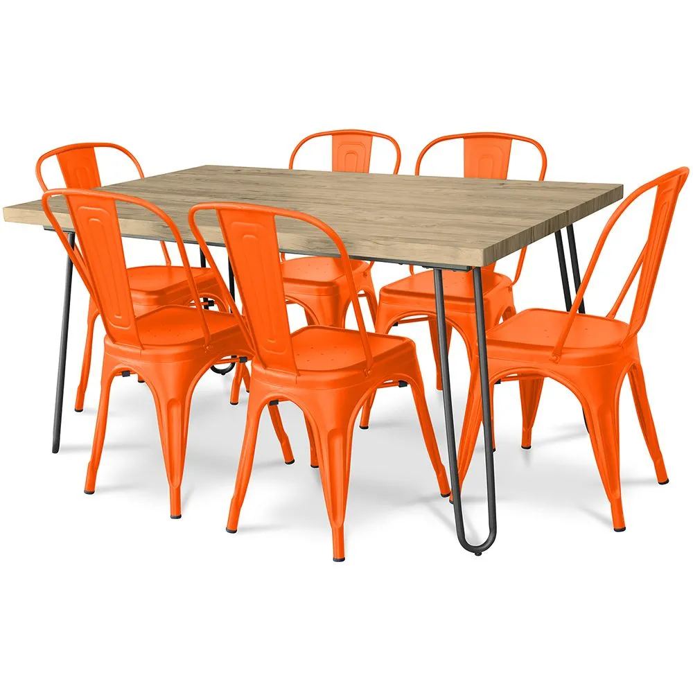 Pack Mesa de Comedor - Diseño Industrial 150cm + Pack de 6 Sillas de Comedor - Diseño Industrial - Hairpin Stylix image 8