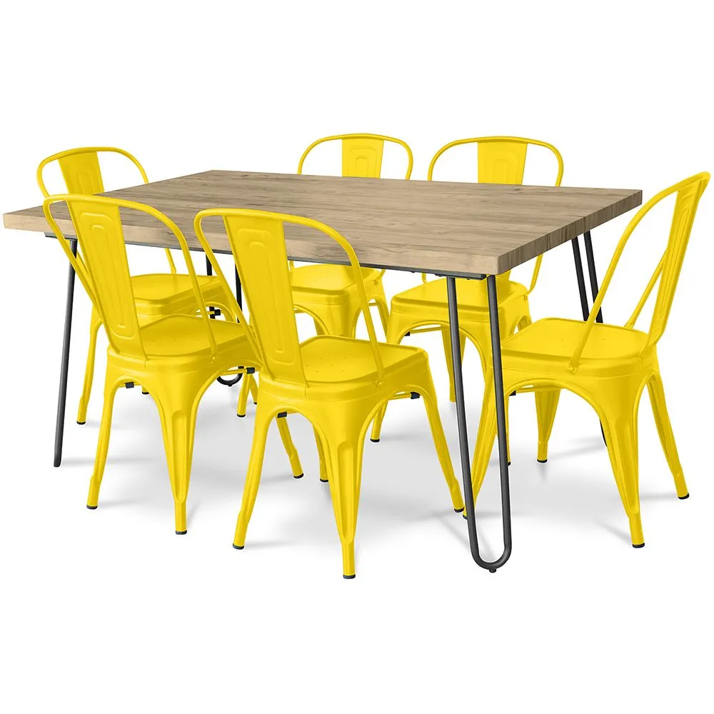 Pack Mesa de Comedor - Diseño Industrial 150cm + Pack de 6 Sillas de Comedor - Diseño Industrial - Hairpin Stylix image 8
