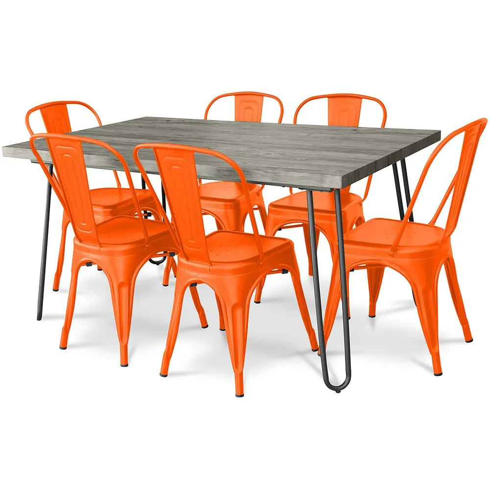 Pack Mesa de Comedor - Diseño Industrial 150cm + Pack de 6 Sillas de Comedor - Diseño Industrial - Hairpin Stylix image 8