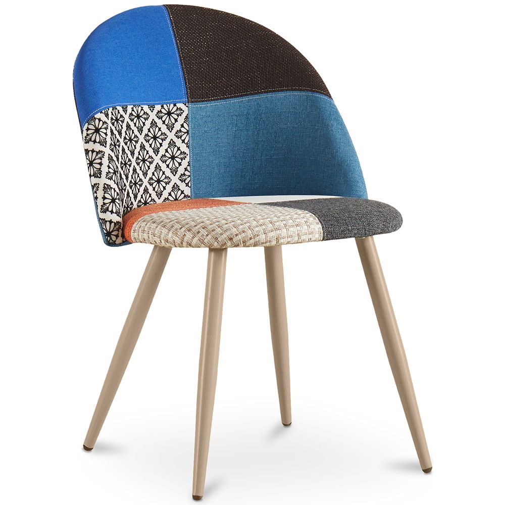 Silla de Comedor - Tapizada en Patchwork - Estilo Escandinavo - Evelyne  image 8