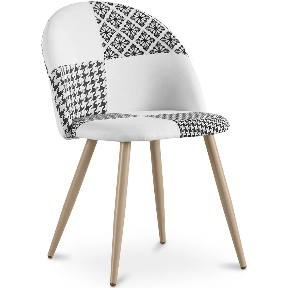 Silla de Comedor - Tapizada en Patchwork  Blanco y Negro - Evelyne image 8