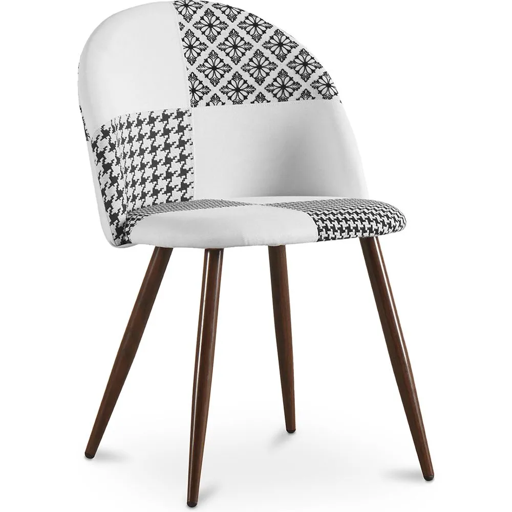 Silla de Comedor - Tapizada en Patchwork Blanco y Negro - Evelyne  image 8
