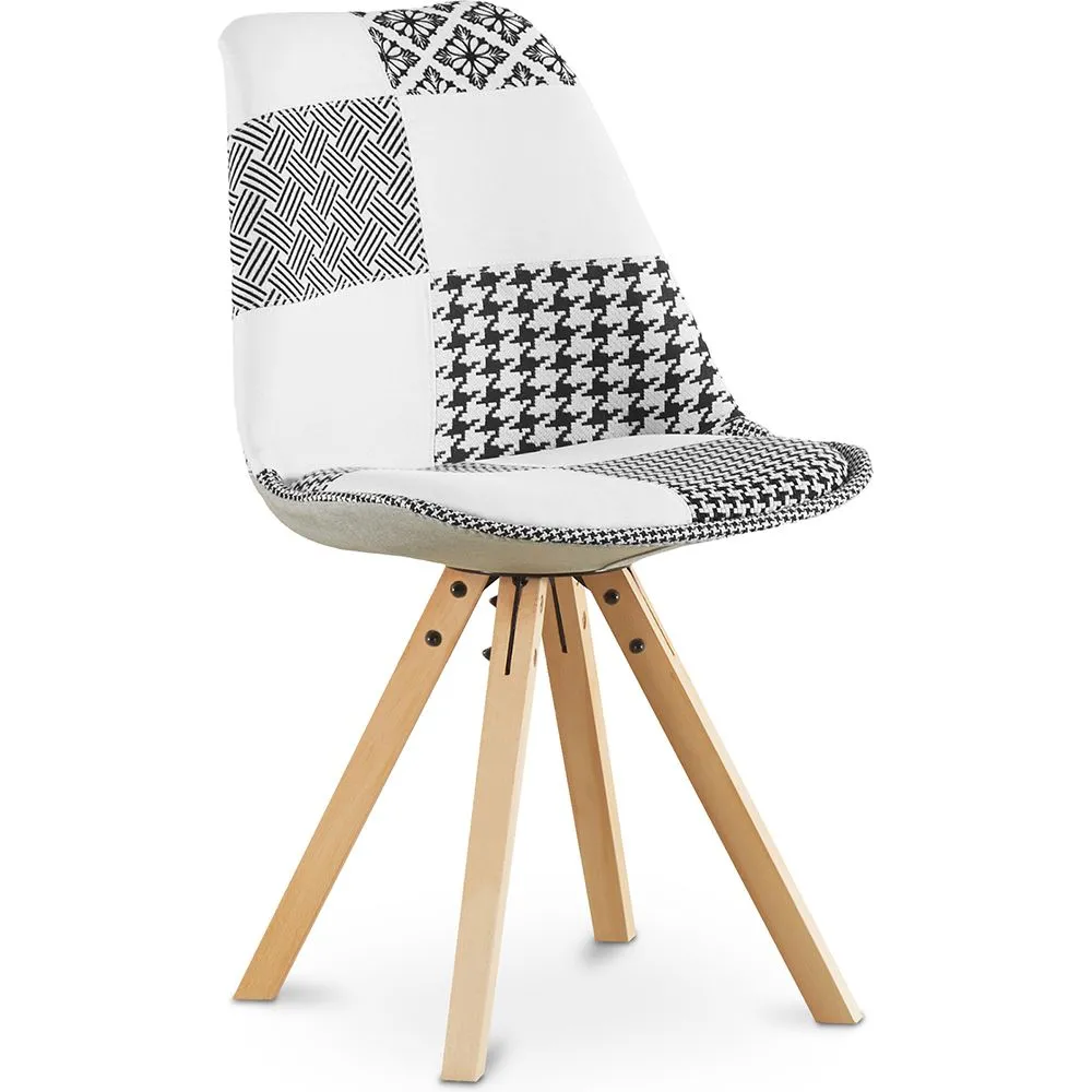Silla de Comedor - Tapizada en Patchwork Blanco y Negro - Denisse  image 8