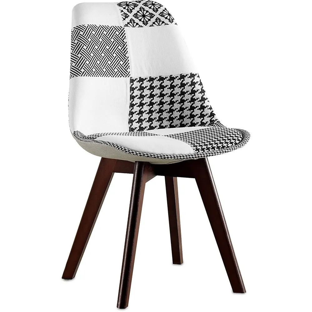 Silla de Comedor - Tapizada en Patchwork Blanco y Negro - Nueva Edición - Sam image 8