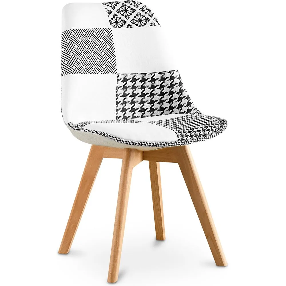Silla de Comedor - Tapizado en Patchwork Blanco y Negro - Nueva Edición - Sam  image 8