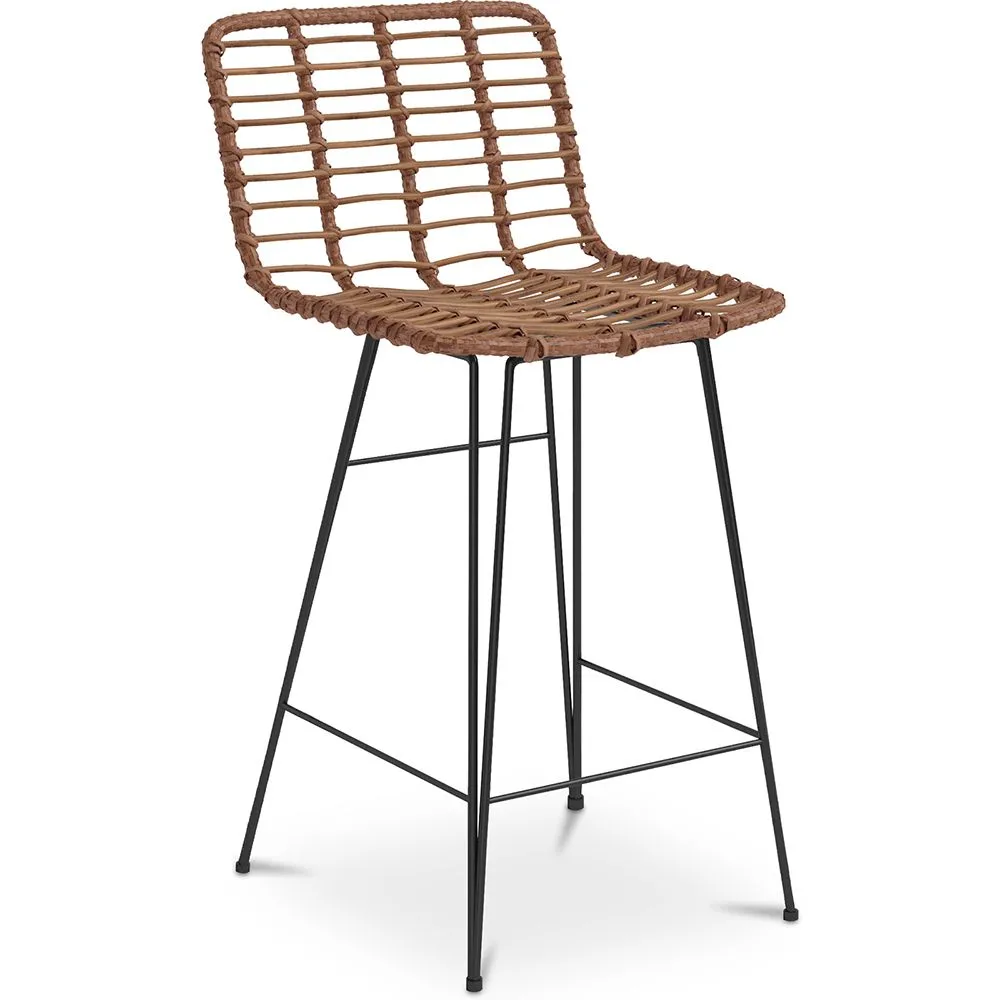 Taburete de Bar de Mimbre con Respaldo - Diseño Boho Bali - 75cm - Catori image 8