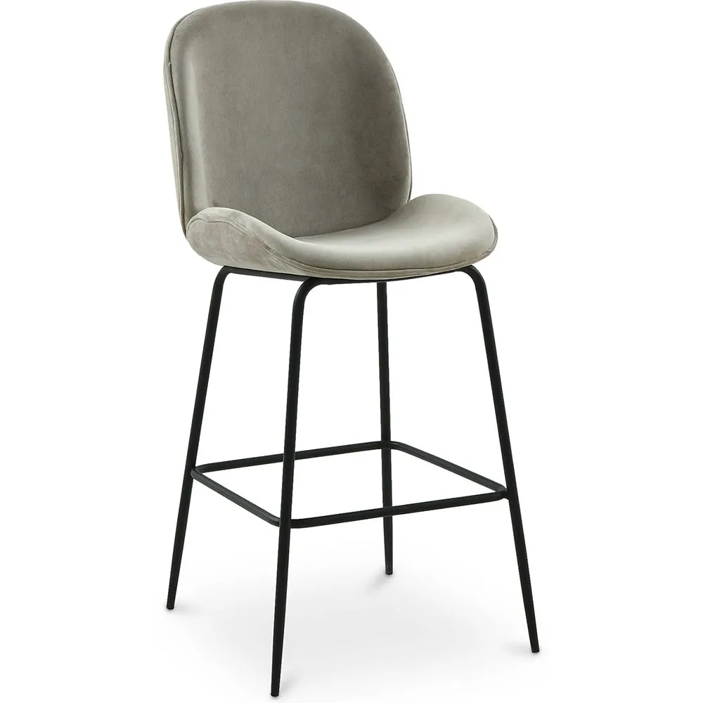 Taburete con Respaldo - Tapizado en Terciopelo - Diseño Retro - Elias image 8