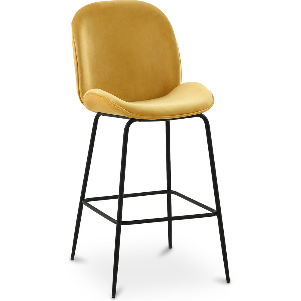 Taburete con Respaldo - Tapizado en Terciopelo - Diseño Retro - Elias image 8