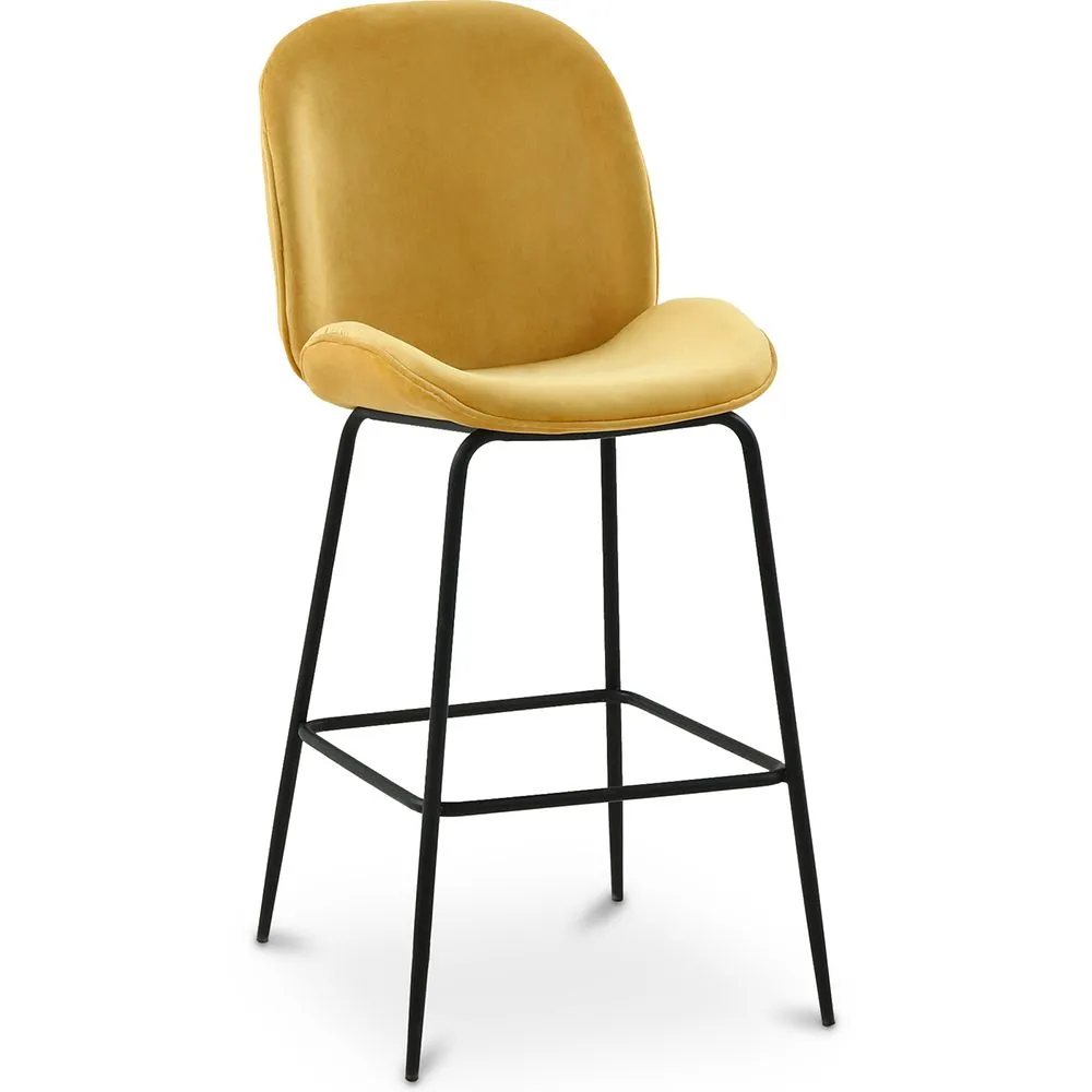 Taburete con Respaldo - Tapizado en Terciopelo - Diseño Retro - Elias image 8