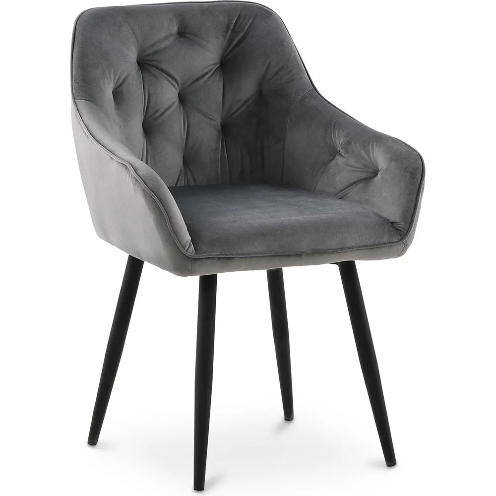 Silla De Comedor con Reposabrazos - Tapizada en Terciopelo - Alene image 8