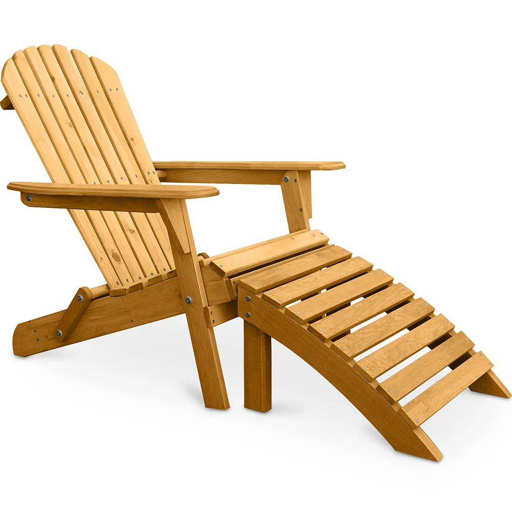 Tumbona con Reposapies - Silla de Jardin de Madera  - Adirondack image 8