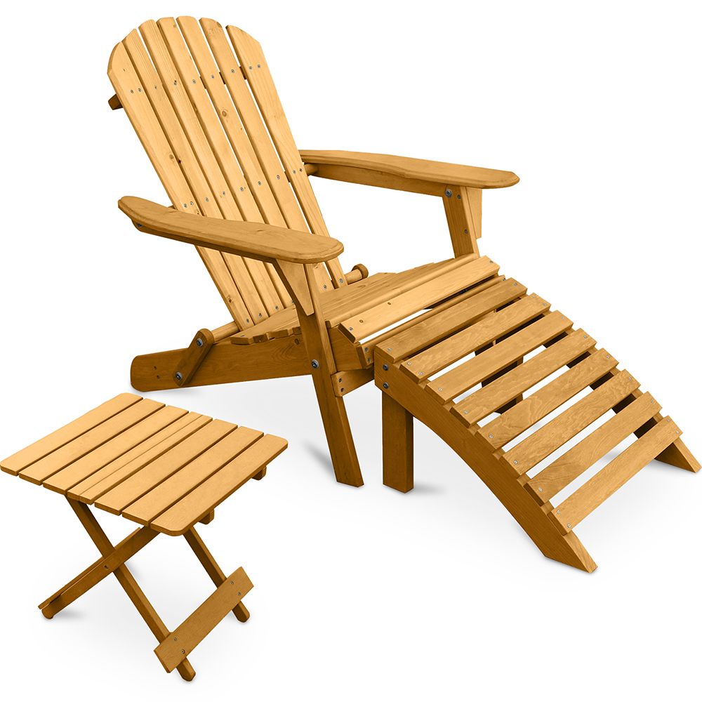Pack Silla de Exterior  con Reposapiés y Mesa de Exterior y Jardín de Madera  - Alana image 8