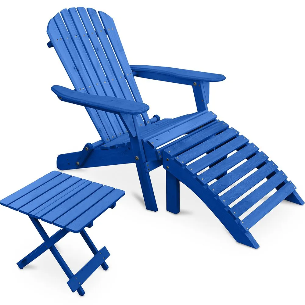 Pack Silla de Exterior  con Reposapiés y Mesa de Exterior y Jardín de Madera  - Alana image 8