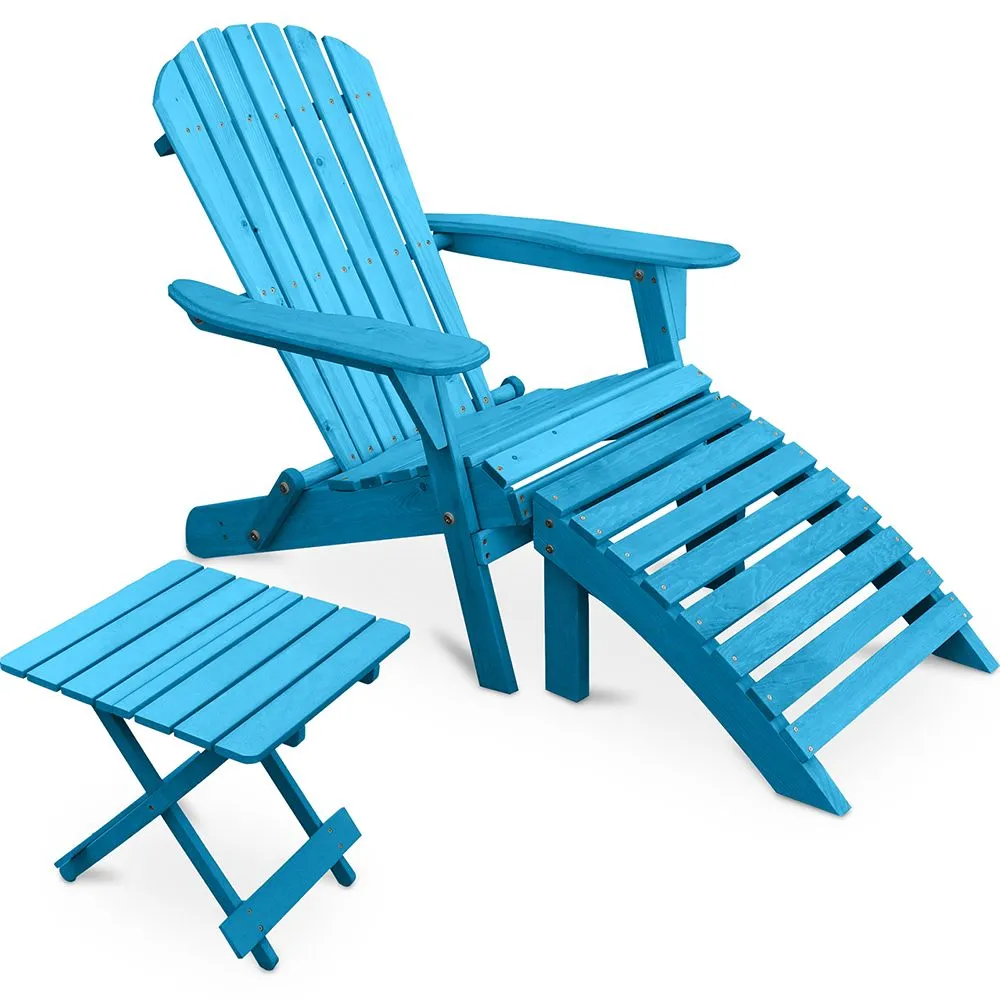 Pack Silla de Exterior  con Reposapiés y Mesa de Exterior y Jardín de Madera  - Alana image 8