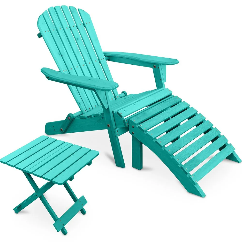 Pack Silla de Exterior  con Reposapiés y Mesa de Exterior y Jardín de Madera  - Alana image 8