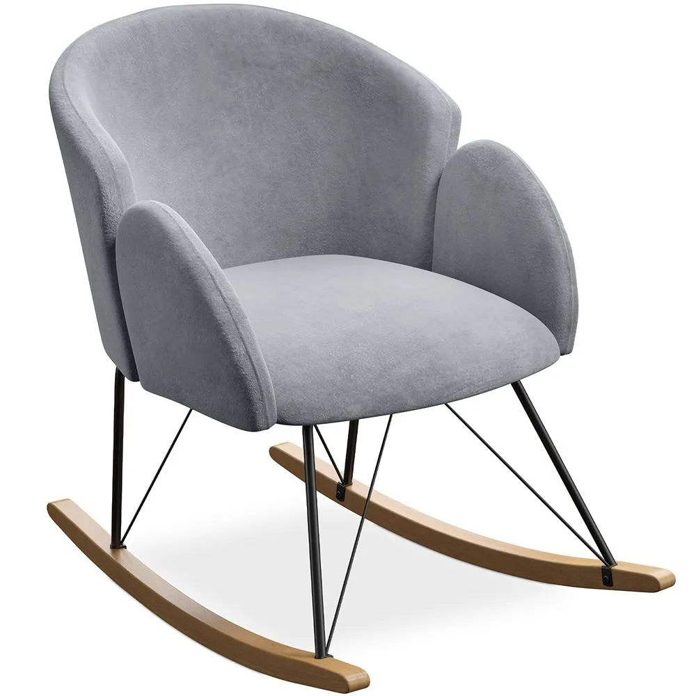 Sillón Mecedora con reposabrazos - Tapizado en Terciopelo - Freia image 8