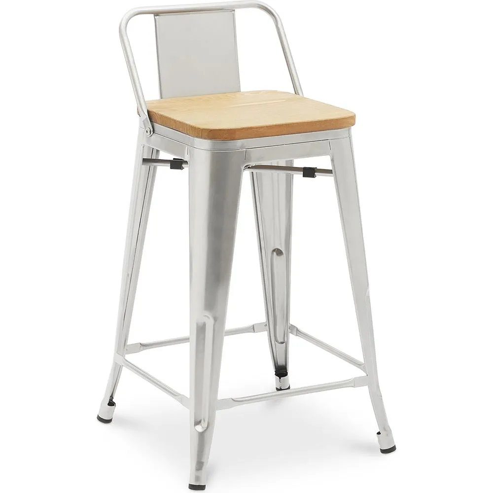 Taburete con Respaldo - Diseño Industrial - Madera y Acero - 60cm - New Edition - Stylix  image 8