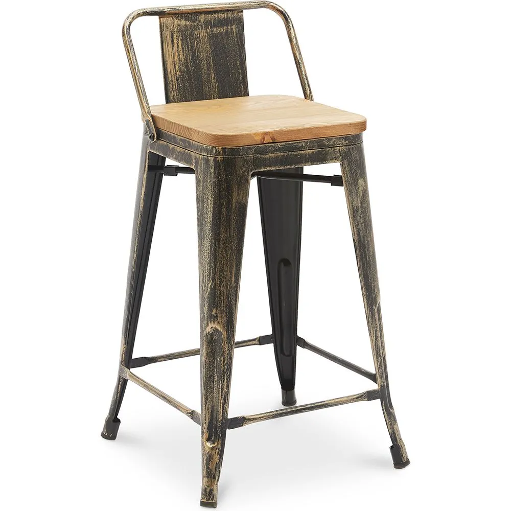 Taburete con Respaldo - Diseño Industrial - Madera y Acero - 60cm - New Edition - Stylix  image 8