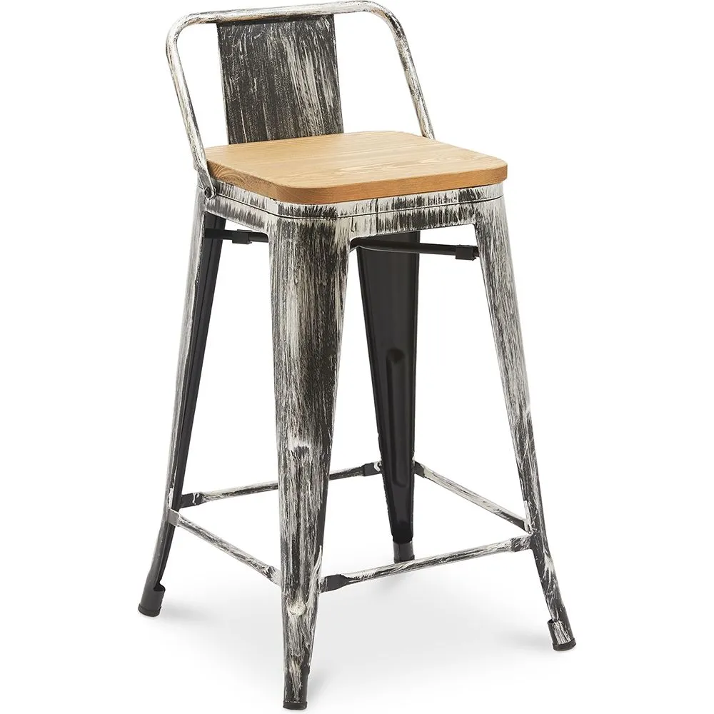 Taburete con Respaldo - Diseño Industrial - Madera y Acero - 60cm - New Edition - Stylix  image 8
