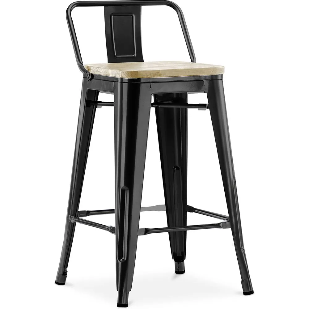 Taburete con Respaldo - Diseño Industrial - Madera y Acero - 60cm - New Edition - Stylix  image 8